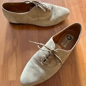 Lanvin Beige Suede Oxfords